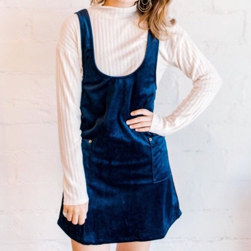 Sage the Label Velvet Navy Jumper Dress